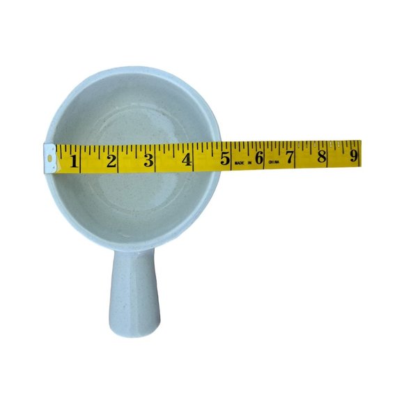 GRAYSTONE McCoy Nelson Soup Bowl Handle Round Gray Drip on Ivory USA Pottery - Picture 10 of 13